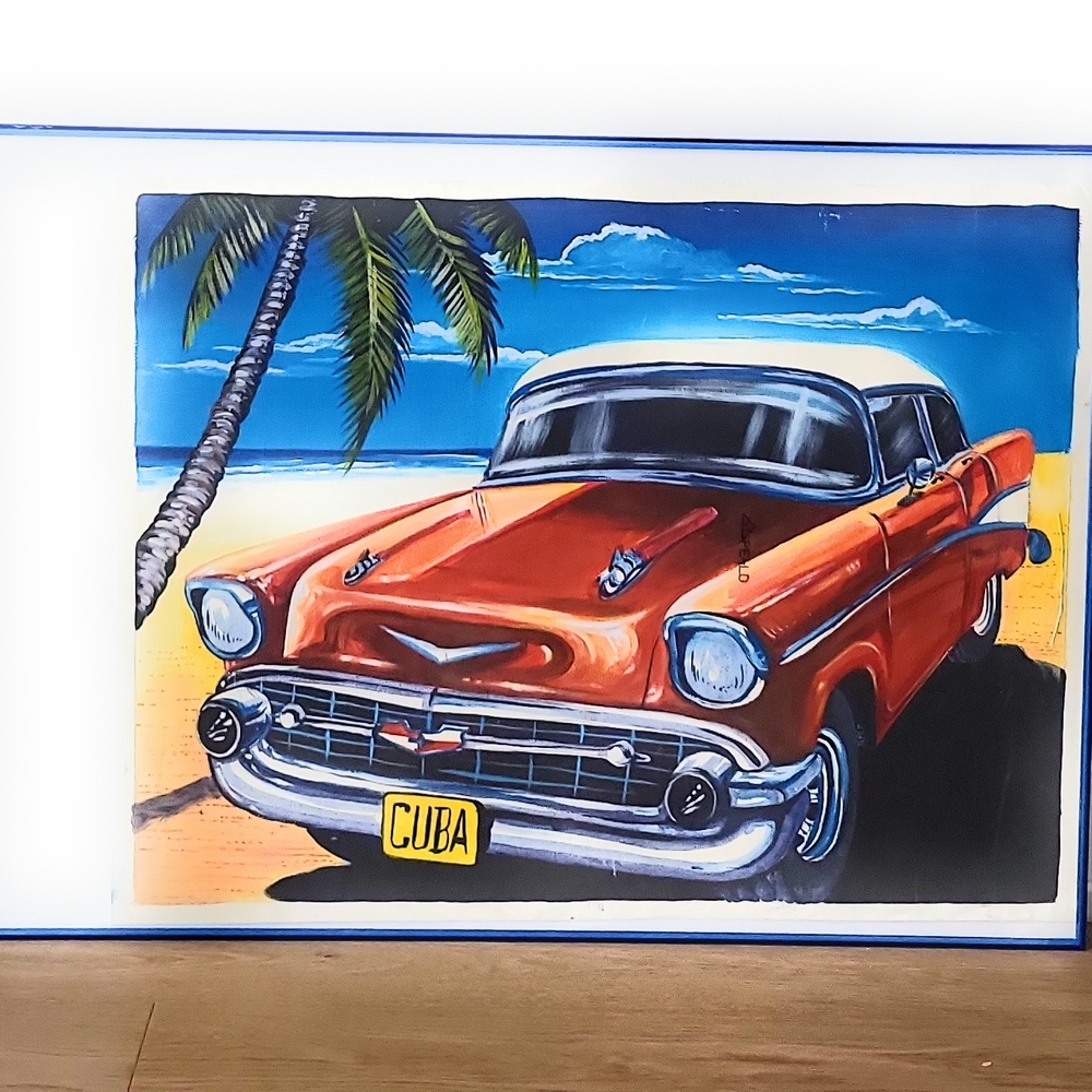 Canvas Print of 1957 Chevrolet Bel Air Classic Car With CUBA plate. 28 X 20 "